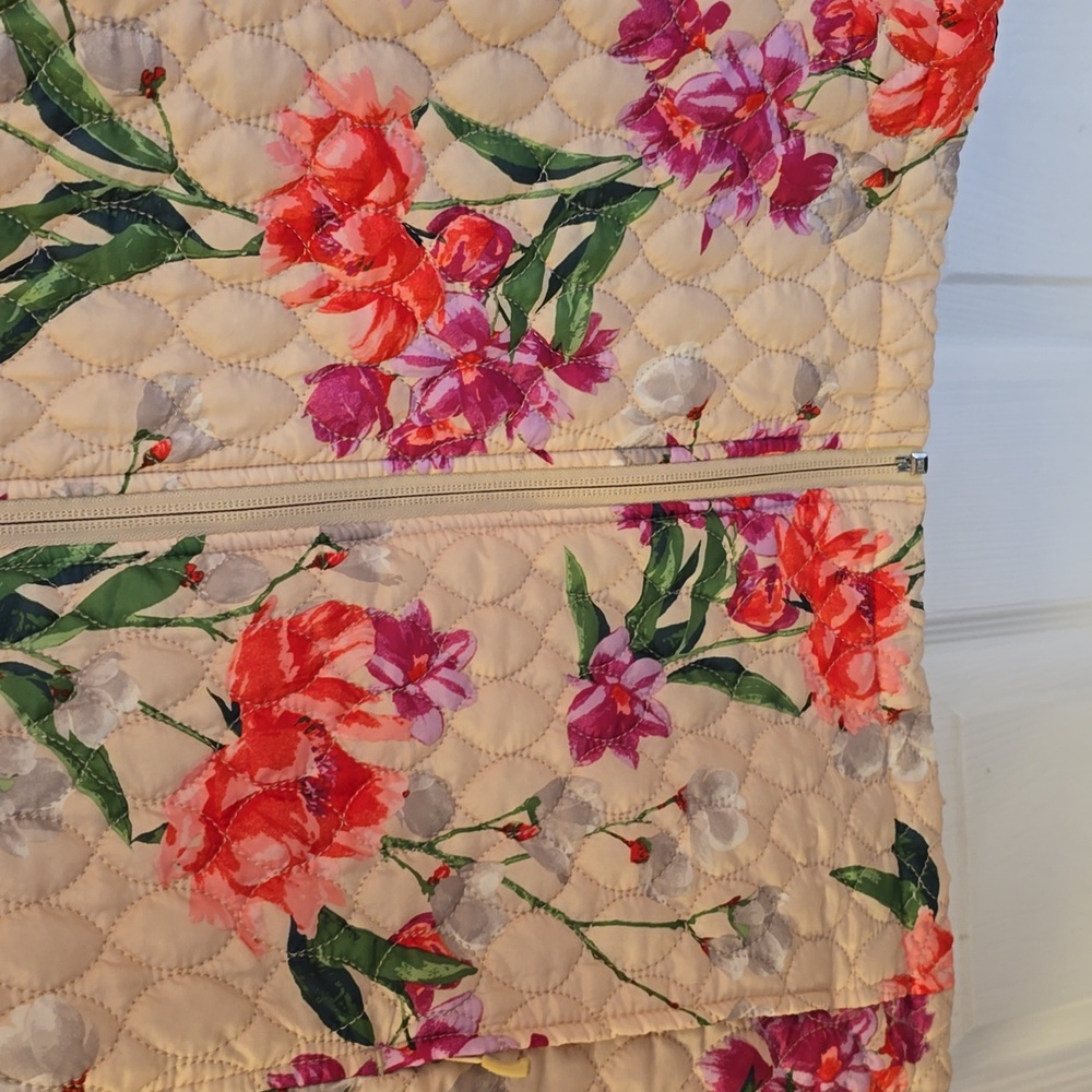 Lands' End Women's Quilted Floral Jacket Lightweight Coat  Ivory Green SZ Medium - Picture 5 of 15